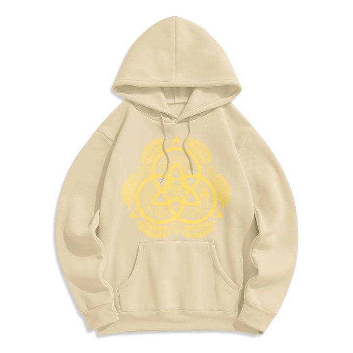 Felpa con cappuccio in poliestere foderata in pile con emblema sacro dorato in stile classico Christianartworkshop - Beige - 2XL - image 15