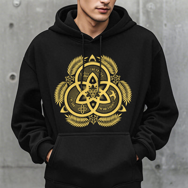 Felpa con cappuccio in poliestere foderata in pile con emblema sacro dorato in stile classico Christianartworkshop - image 8