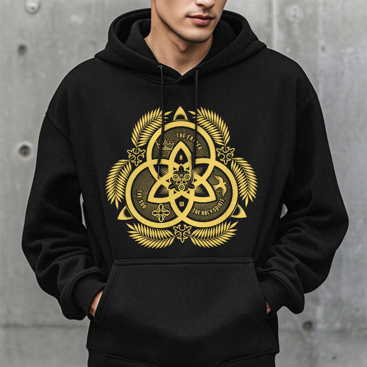 Felpa con cappuccio in poliestere foderata in pile con emblema sacro dorato in stile classico Christianartworkshop - image 8