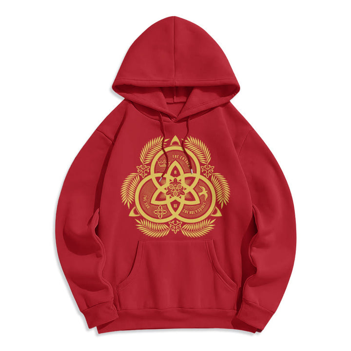 Felpa con cappuccio in poliestere foderata in pile con emblema sacro dorato in stile classico Christianartworkshop - Rosso - 2XL - image 35