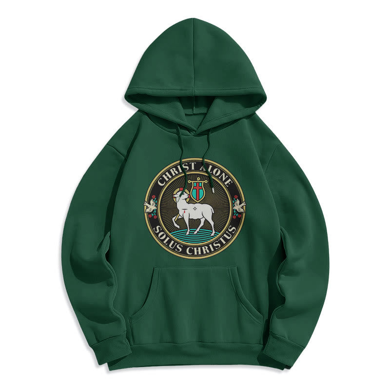 Christianartworkshop Felpa con cappuccio in poliestere foderata in pile con scritta "Cristo solo Agnello di Dio" in stile moderno - Verde - 2XL - image 20