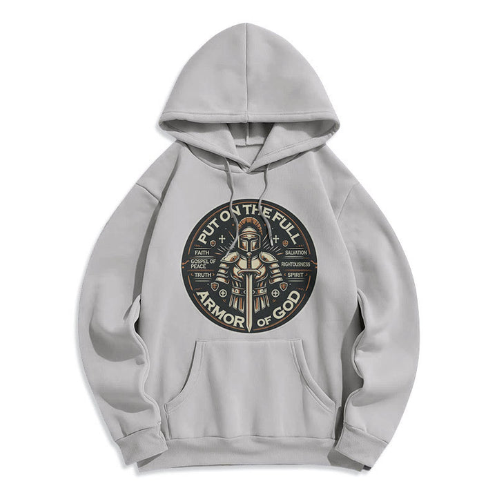 Felpa con cappuccio in poliestere foderata in pile stile moderno Christianartworkshop Indossa l'armatura completa di Dio - Grigio - 2XL - image 0