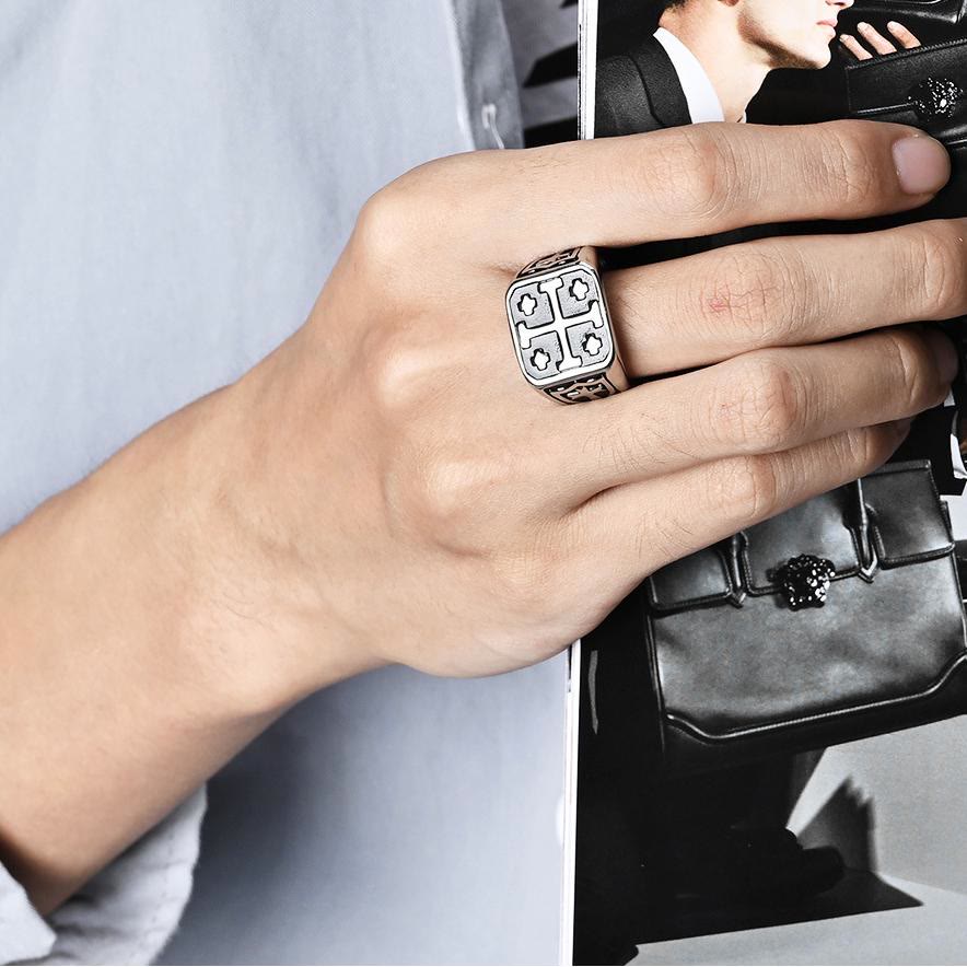 Christianartworkshop Anello con sigillo della fede divina con croce di Gerusalemme in stile classico - image 3