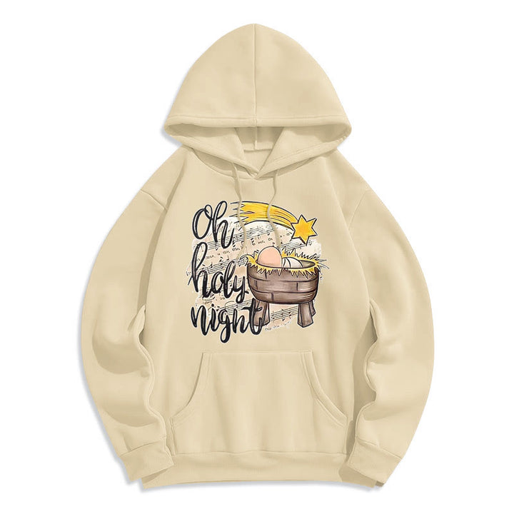 Christianartworkshop Felpa con cappuccio in poliestere foderata in pile con scena della natività in stile Holy Night Cradle colorata - Beige - 2XL - image 15