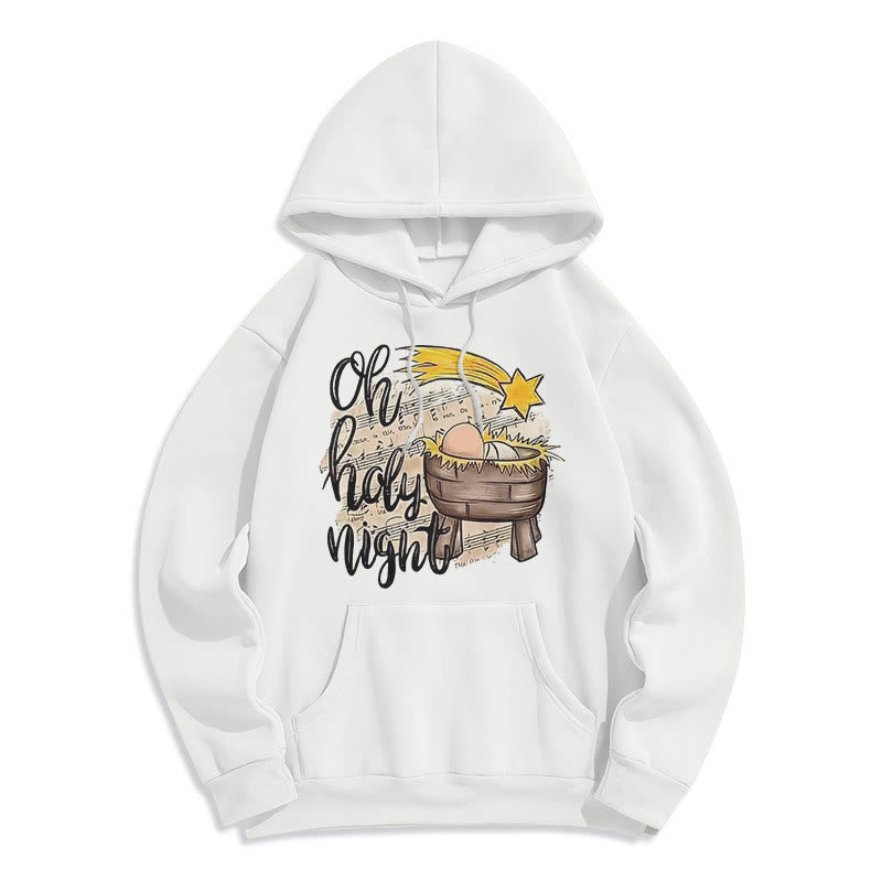 Christianartworkshop Felpa con cappuccio in poliestere foderata in pile con scena della natività in stile Holy Night Cradle colorata - Bianco - 2XL - image 5