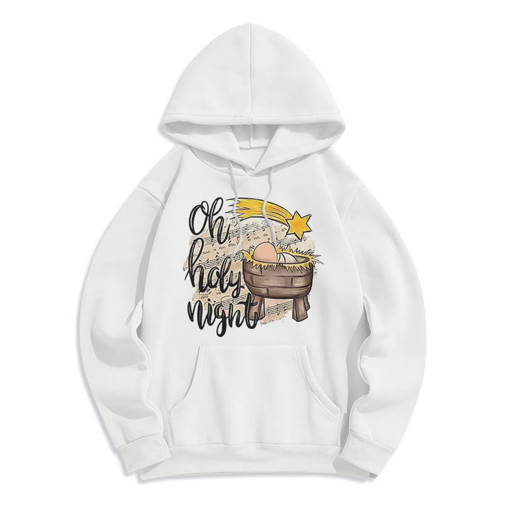 Christianartworkshop Felpa con cappuccio in poliestere foderata in pile con scena della natività in stile Holy Night Cradle colorata - Bianco - 2XL - image 5