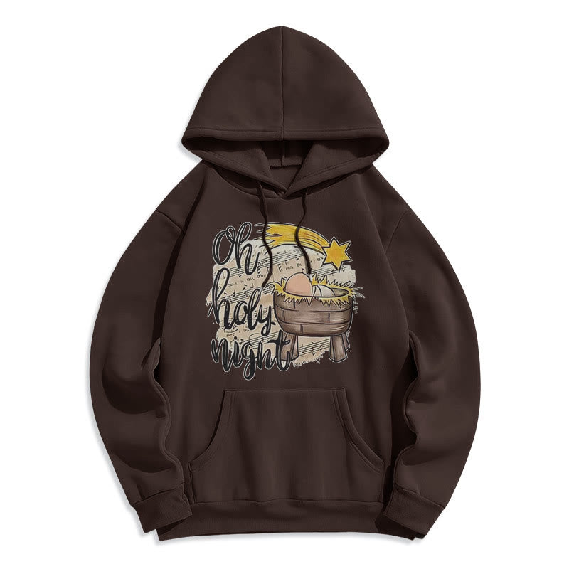 Christianartworkshop Felpa con cappuccio in poliestere foderata in pile con scena della natività in stile Holy Night Cradle colorata - Marrone - 2XL - image 20