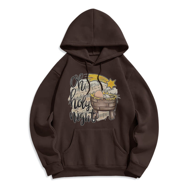 Christianartworkshop Felpa con cappuccio in poliestere foderata in pile con scena della natività in stile Holy Night Cradle colorata - Marrone - 2XL - image 20