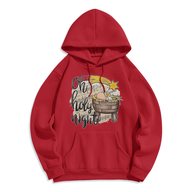 Christianartworkshop Felpa con cappuccio in poliestere foderata in pile con scena della natività in stile Holy Night Cradle colorata - Rosso - 2XL - image 35