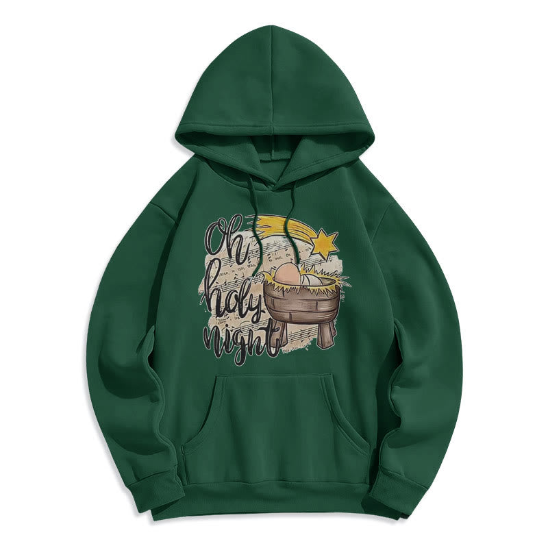 Christianartworkshop Felpa con cappuccio in poliestere foderata in pile con scena della natività in stile Holy Night Cradle colorata - Verde - 2XL - image 25