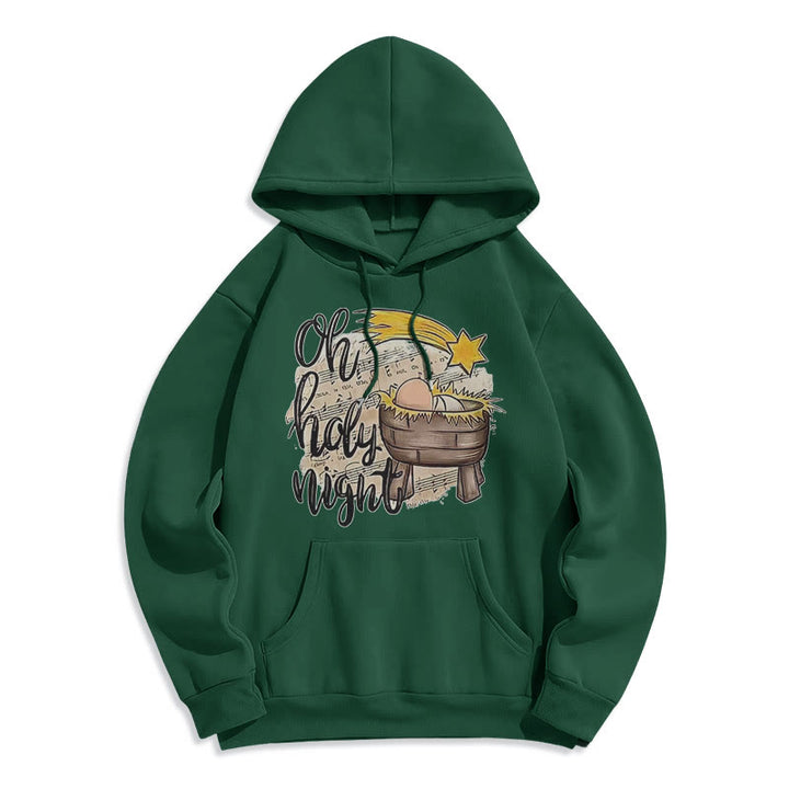 Christianartworkshop Felpa con cappuccio in poliestere foderata in pile con scena della natività in stile Holy Night Cradle colorata - Verde - 2XL - image 25