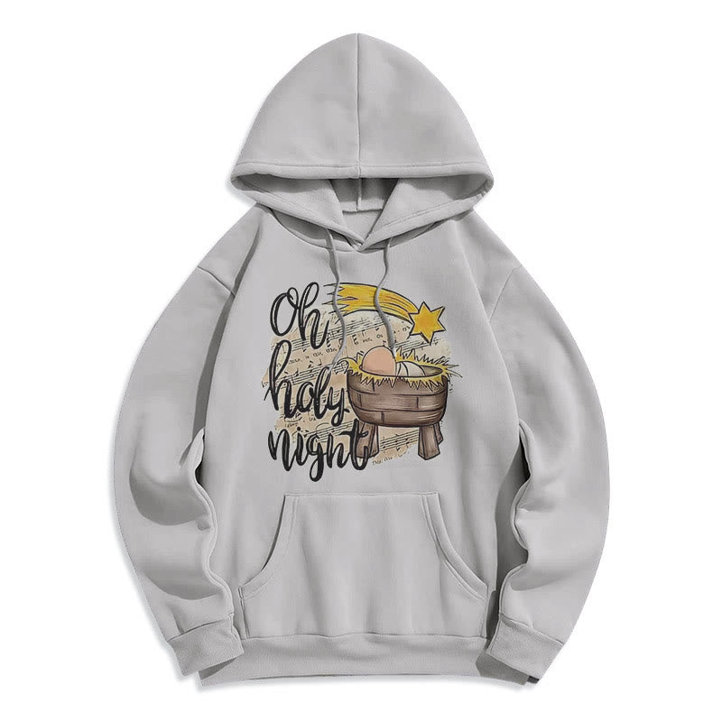 Christianartworkshop Felpa con cappuccio in poliestere foderata in pile con scena della natività in stile Holy Night Cradle colorata - Grigio - 2XL - image 30