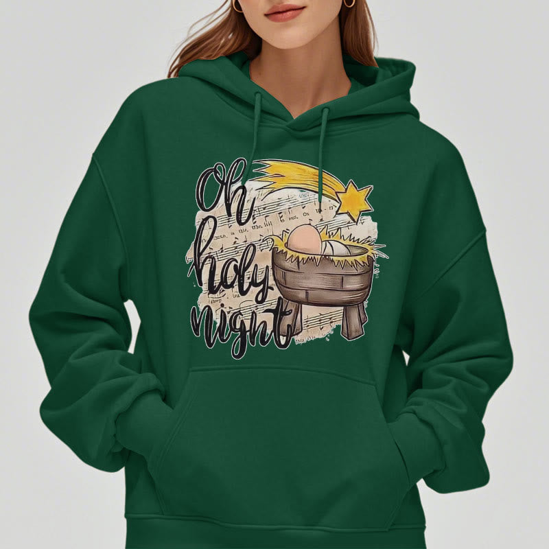Christianartworkshop Felpa con cappuccio in poliestere foderata in pile con scena della natività in stile Holy Night Cradle colorata - image 28
