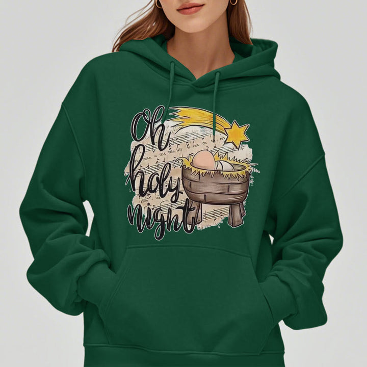 Christianartworkshop Felpa con cappuccio in poliestere foderata in pile con scena della natività in stile Holy Night Cradle colorata - image 28