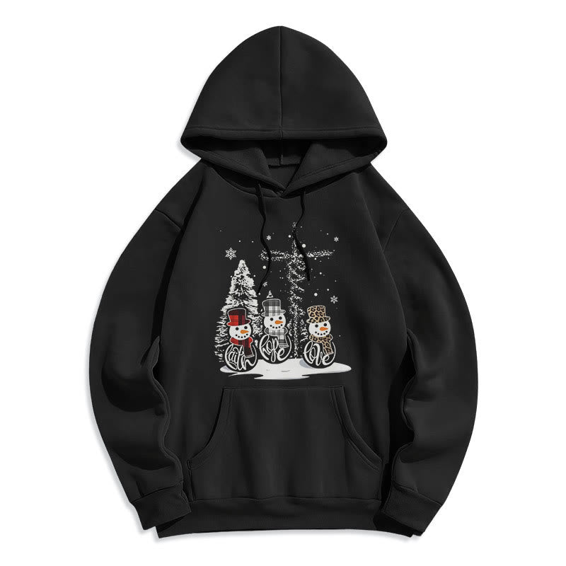 Christianartworkshop Felpa con cappuccio in poliestere foderata in pile con scritta "Fede Speranza Amore Natale" in stile colorato - Nero - 2XL - image 0