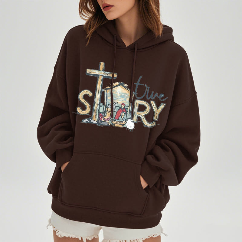 Felpa con cappuccio in poliestere foderata in pile con scena della natività in stile moderno Christianartworkshop - image 23