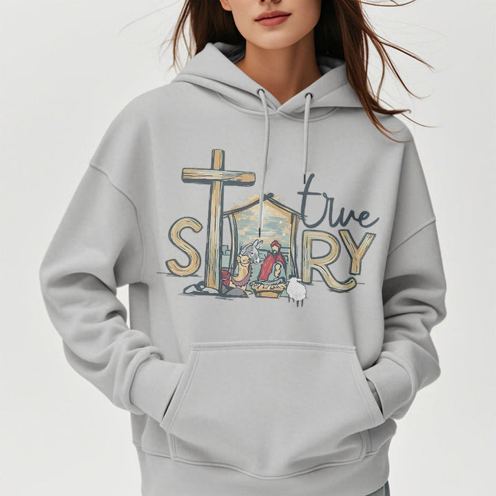 Christianartworkshop Felpa con cappuccio in poliestere foderata in pile con scena della natività in stile moderno - image 32