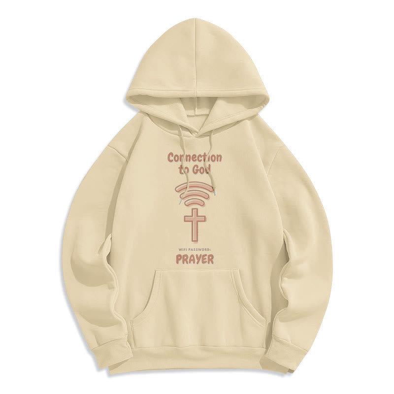 Christianartworkshop Felpa con cappuccio in poliestere foderata in pile con preghiera in stile moderno e collegamento a Dio - Beige - 2XL - image 10