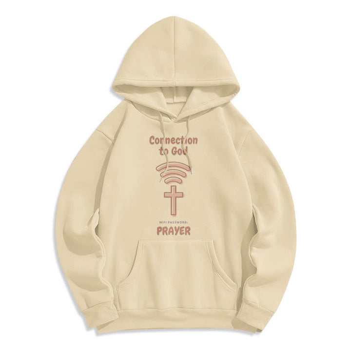 Christianartworkshop Felpa con cappuccio in poliestere foderata in pile con preghiera in stile moderno e collegamento a Dio - Beige - 2XL - image 10