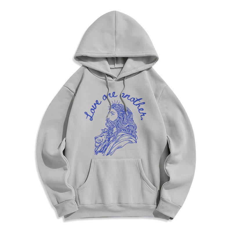 Felpa con cappuccio in poliestere foderata in pile stile classico Christianartworkshop Love One Another Jesus - Grigio - 2XL - image 30