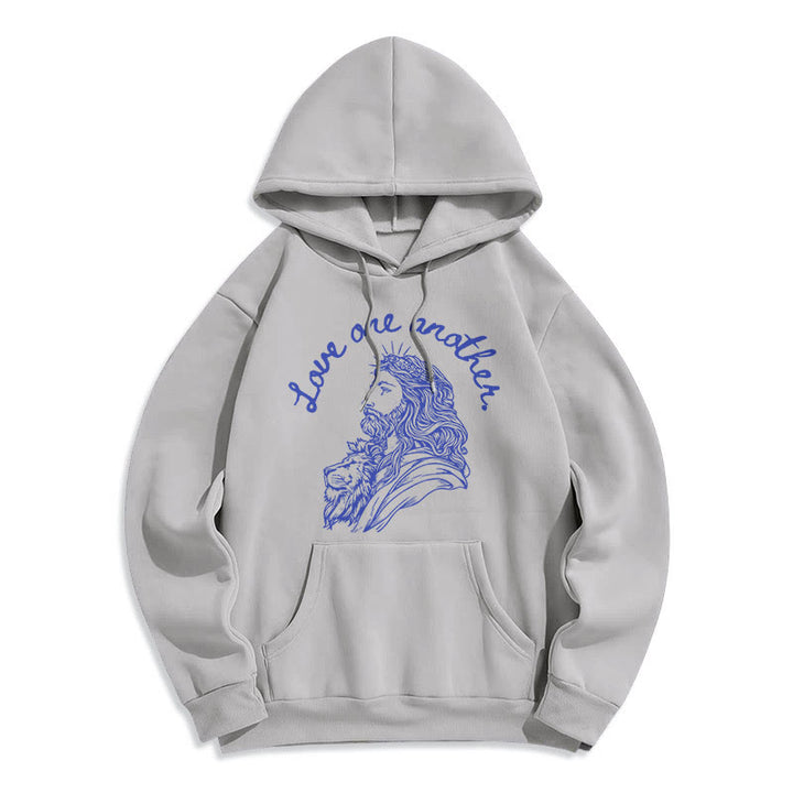 Felpa con cappuccio in poliestere foderata in pile stile classico Christianartworkshop Love One Another Jesus - Grigio - 2XL - image 30