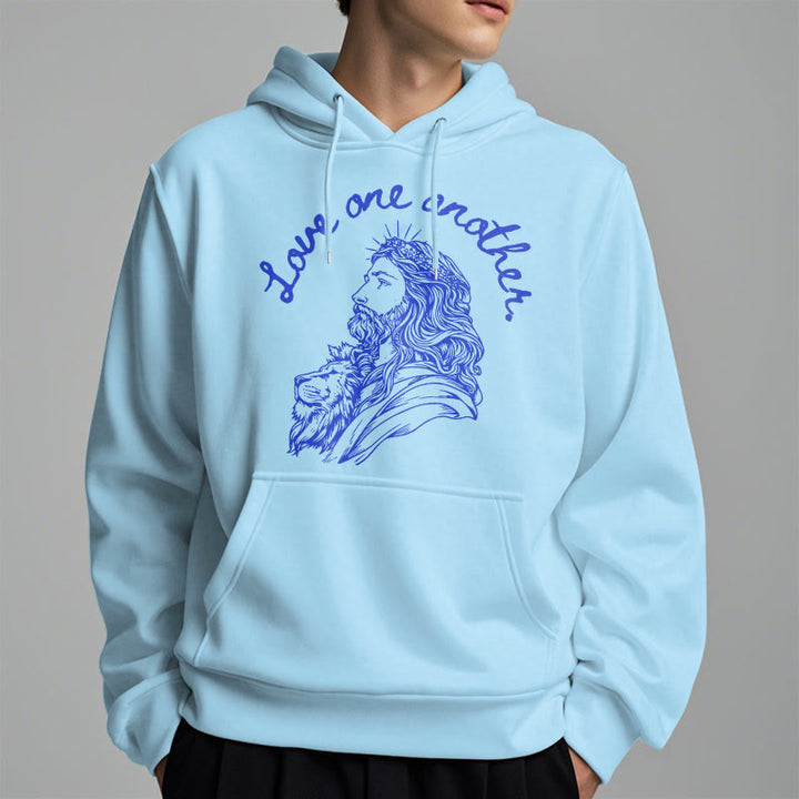 Felpa con cappuccio in poliestere foderata in pile stile classico Christianartworkshop Love One Another Jesus - image 27