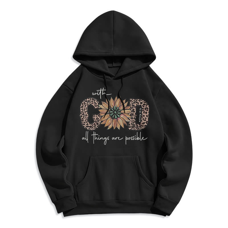 Christianartworkshop Stile citazione Con Dio Tutte le cose sono possibili Felpa con cappuccio in poliestere foderata in pile - Nero - 2XL - image 10
