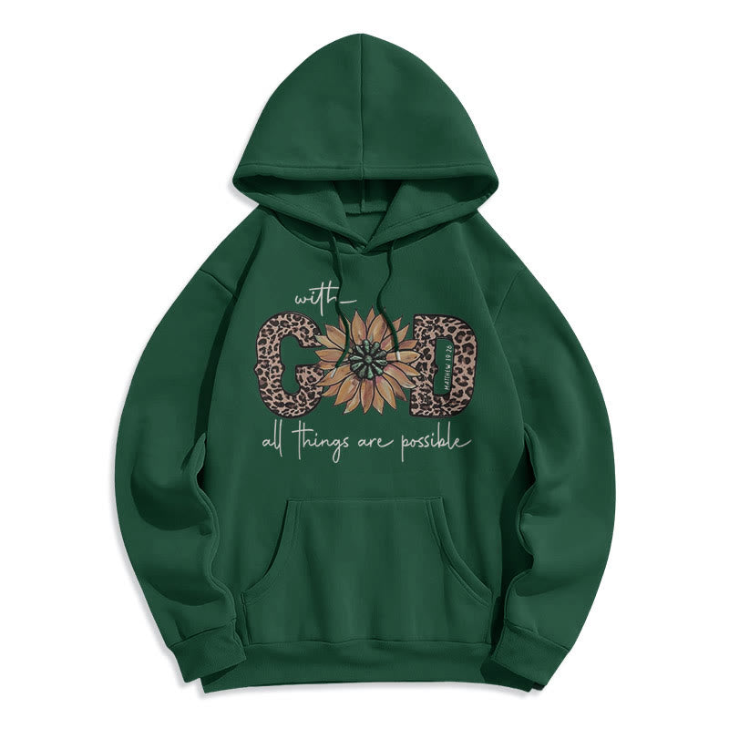 Christianartworkshop Stile citazione Con Dio Tutte le cose sono possibili Felpa con cappuccio in poliestere foderata in pile - Verde - 2XL - image 25