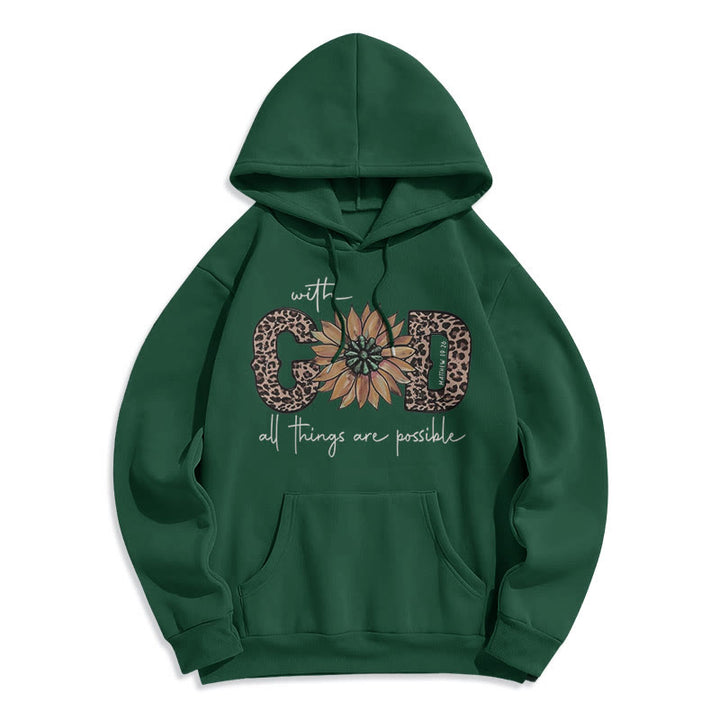 Christianartworkshop Stile citazione Con Dio Tutte le cose sono possibili Felpa con cappuccio in poliestere foderata in pile - Verde - 2XL - image 25