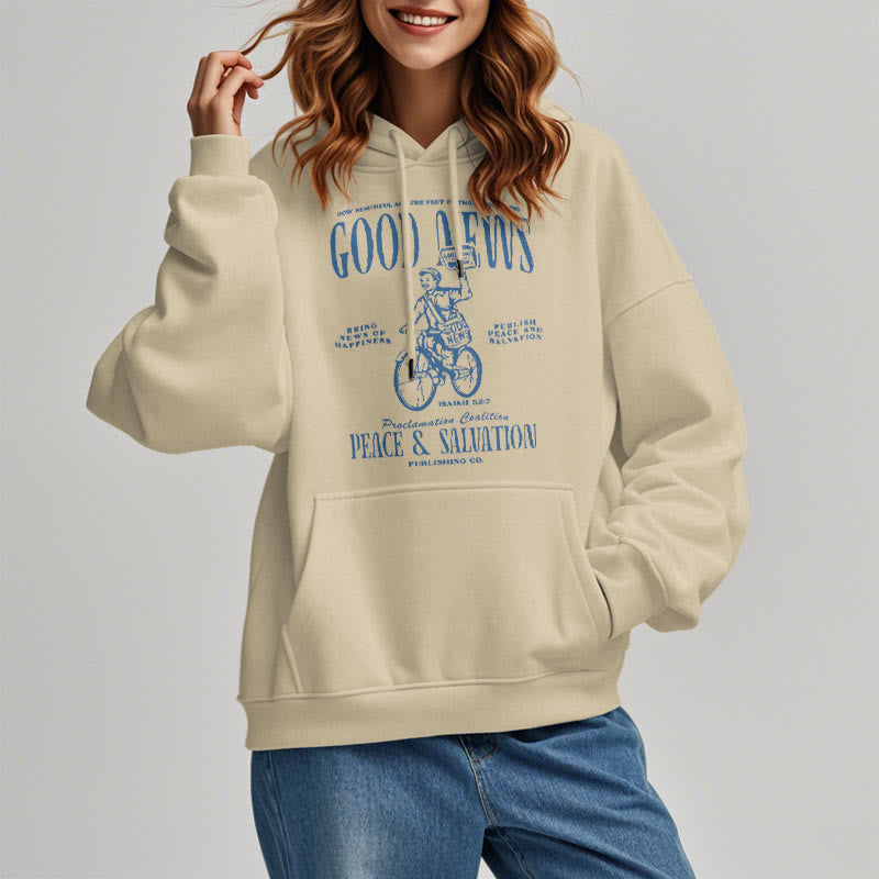 Felpa con cappuccio in poliestere foderata in pile con citazione Christianartworkshop , stile "Buona Novella" Isaia 52:7 - image 12