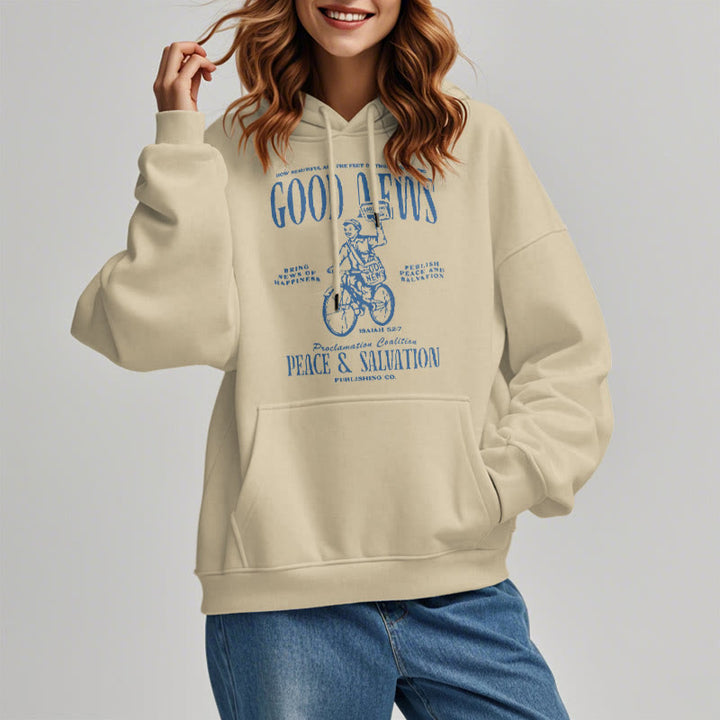 Felpa con cappuccio in poliestere foderata in pile con citazione Christianartworkshop , stile "Buona Novella" Isaia 52:7 - image 12