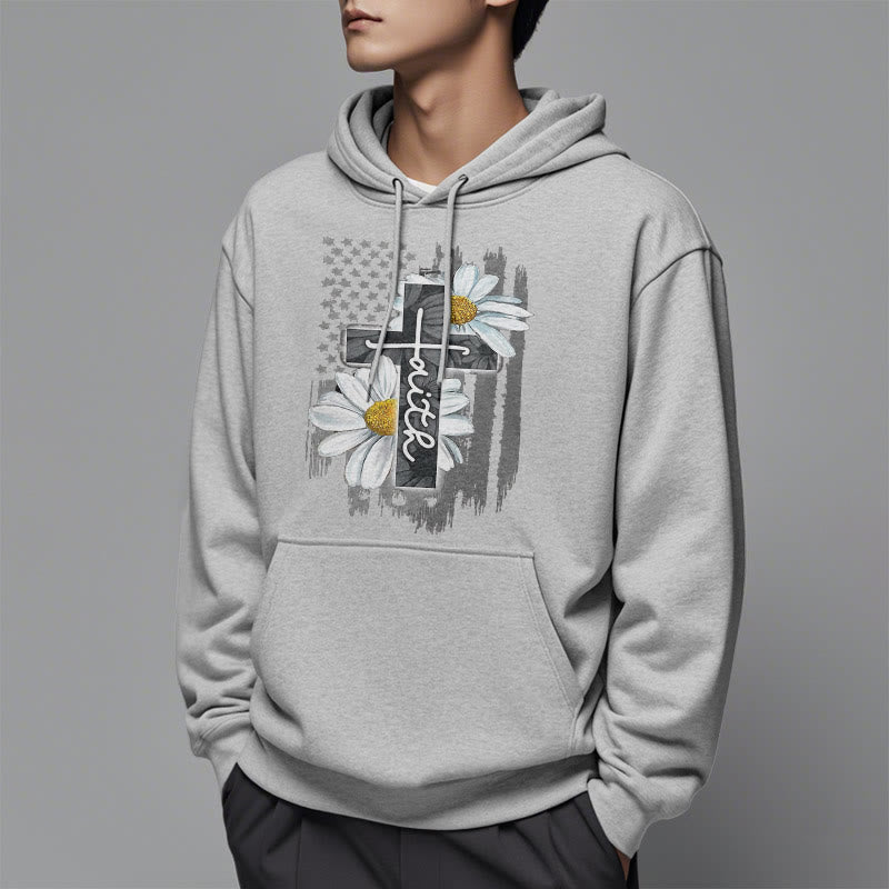 Felpa con cappuccio in poliestere foderata in pile con croce e margherite in stile moderno Christianartworkshop - image 33