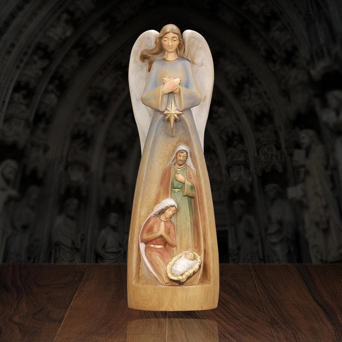 Christianartworkshop Statua di angelo in stile classico, decorazione da tavolo in legno, realizzata a mano - image 1