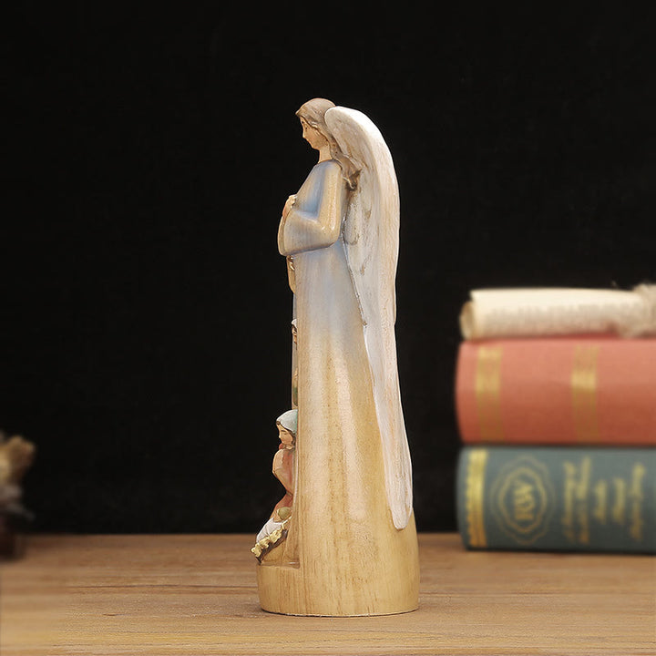 Christianartworkshop Statua di angelo in stile classico, decorazione da tavolo in legno, realizzata a mano - image 2