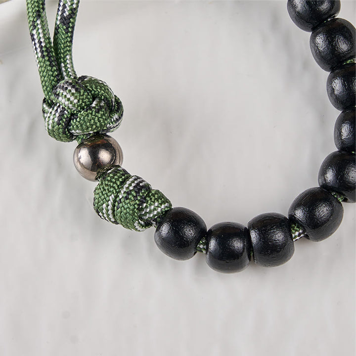 Christianartworkshop Medaglia di San Benedetto e Crocifisso da 10 mm in legno nero rotondo Rosario tascabile in paracord verde - image 8