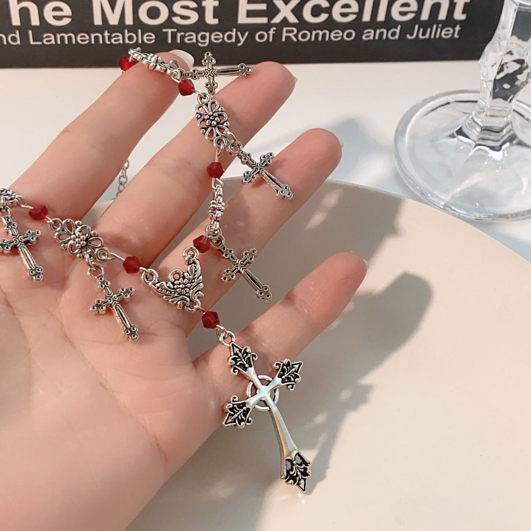 Collana con croce e fede divina in stile moderno con perline scarlatte Christianartworkshop - image 2