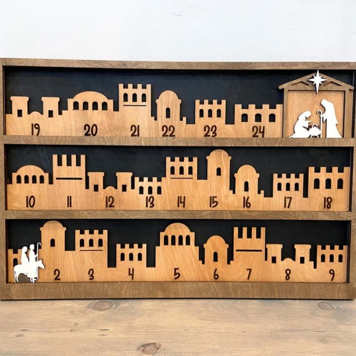 Christianartworkshop Stile classico Viaggio di Betlemme Conto alla rovescia dell'Avvento Calendario della Natività Decorazioni da tavolo Ornamento - image 1