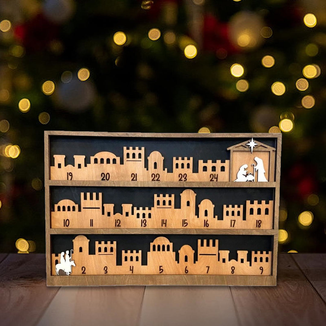 Christianartworkshop Stile classico Viaggio di Betlemme Conto alla rovescia dell'Avvento Calendario della Natività Decorazioni da tavolo Ornamento - Presepe - image 0