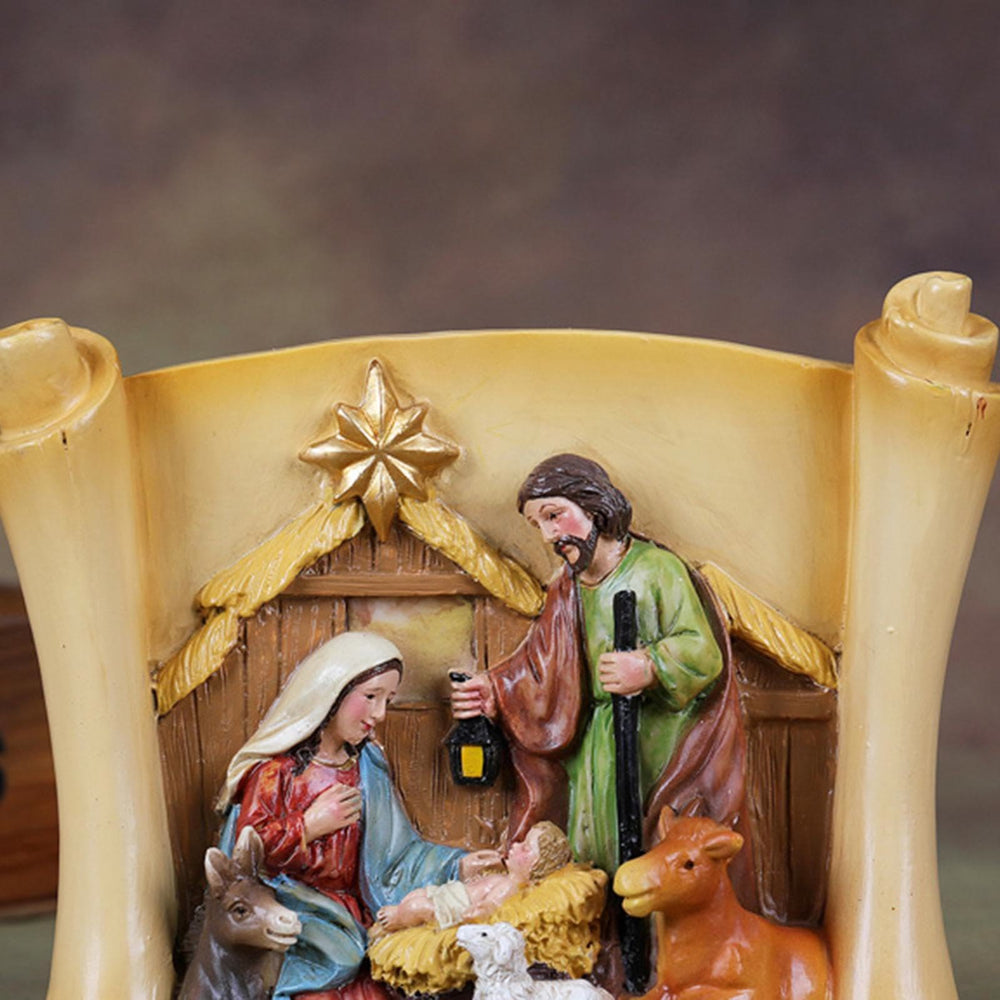 Christianartworkshop Decorazioni da tavolo con decorazioni a forma di presepe della Sacra Famiglia, in stile classico e colorato - image 1