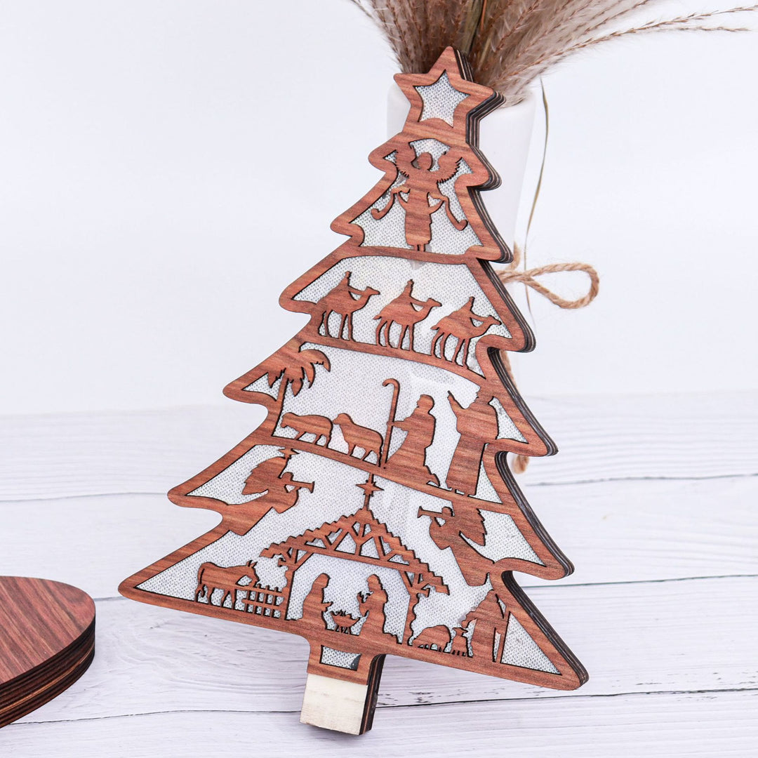Christianartworkshop Decorazioni da tavolo illuminate per presepe con renne in stile classico - image 1