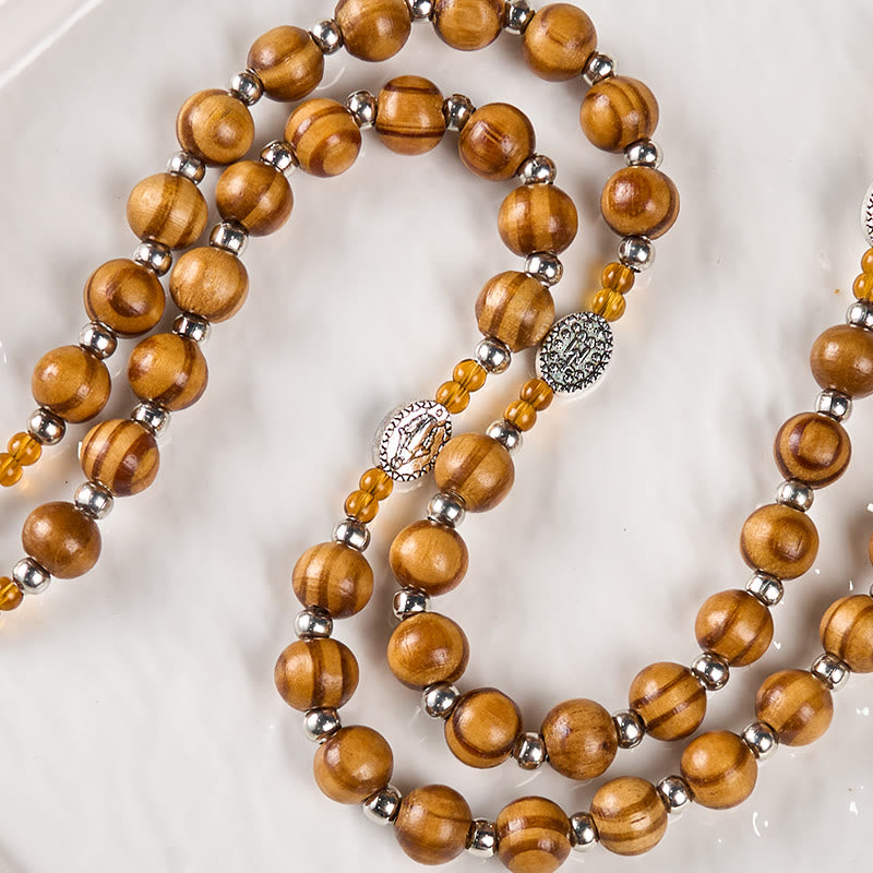 Christianartworkshop Medaglia Miracolosa e Crocifisso di Rosario in Cordino di Nylon Marrone da 8 mm - image 4