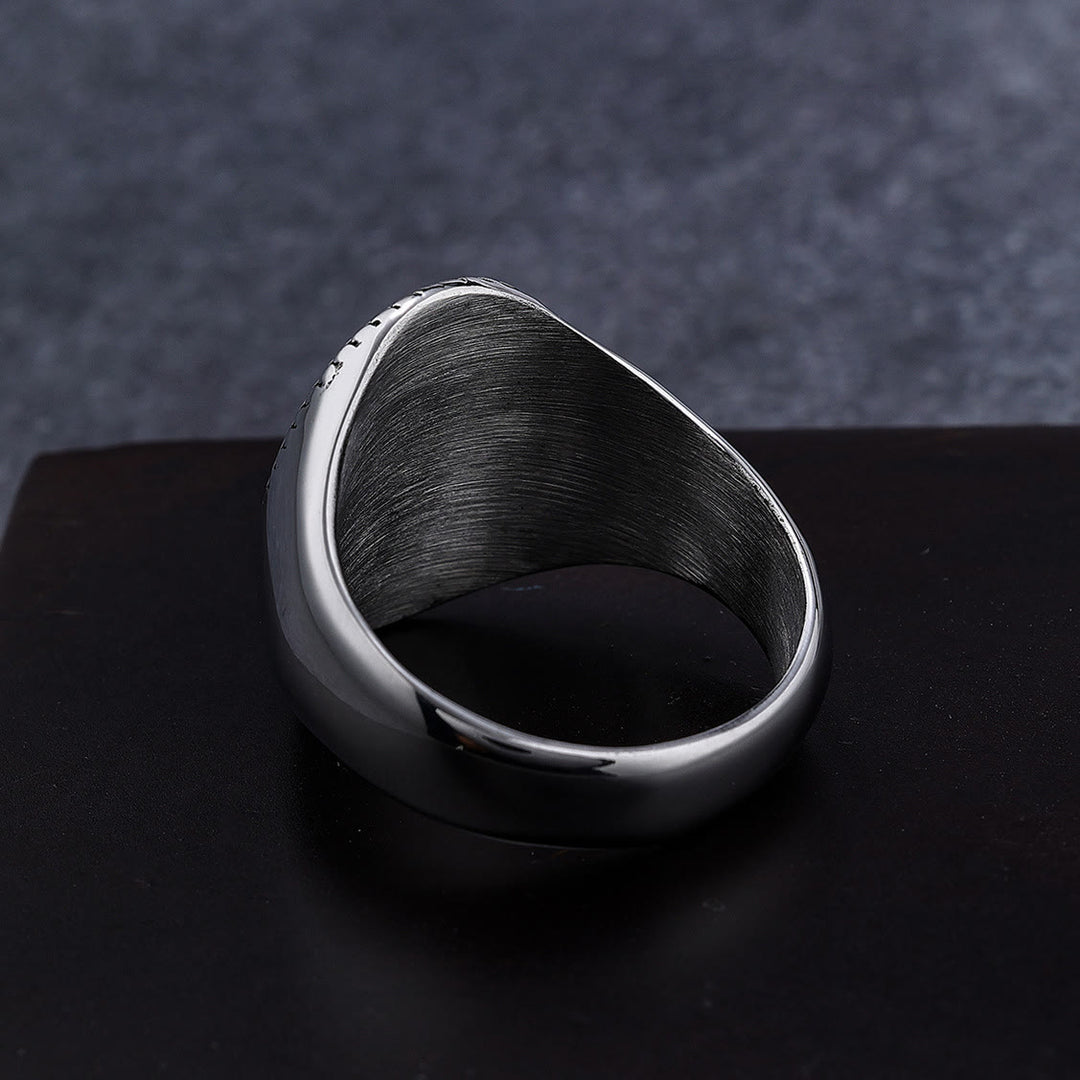 Christianartworkshop Anello in titanio con crocifisso semplice in stile retrò, protezione e resistenza - image 3