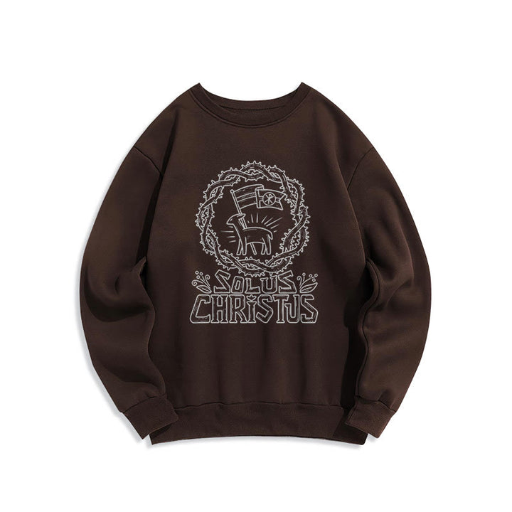 Felpa in poliestere foderata in pile di agnello Solus Christus in stile moderno Christianartworkshop - Marrone - 2XL - image 10