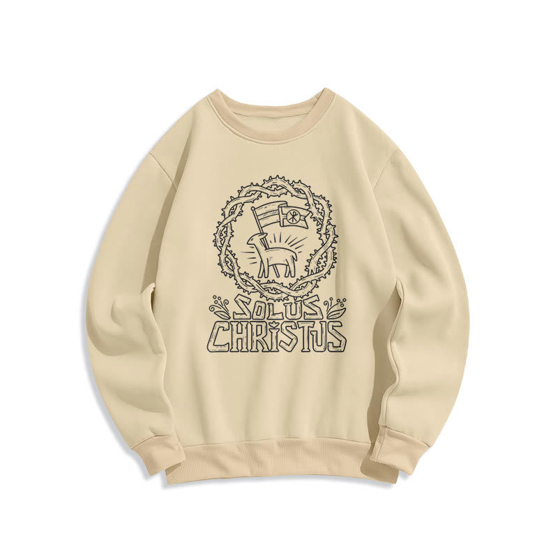 Felpa in poliestere foderata in pile di agnello Solus Christus in stile moderno Christianartworkshop - Beige - 2XL - image 8