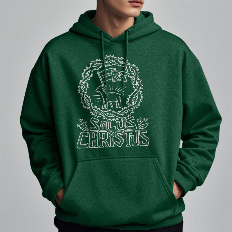 Christianartworkshop Felpa con cappuccio in poliestere foderata in pile di agnello Solus Christus in stile moderno - image 12