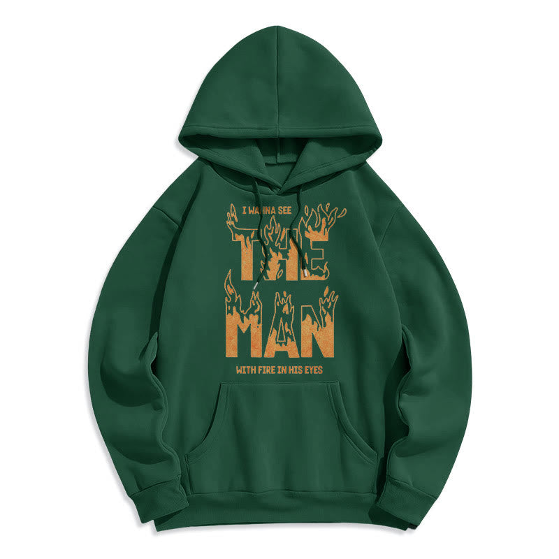 Christianartworkshop Felpa con cappuccio in poliestere foderata in pile con scritta "L'uomo con il fuoco negli occhi" - Verde - 2XL - image 14