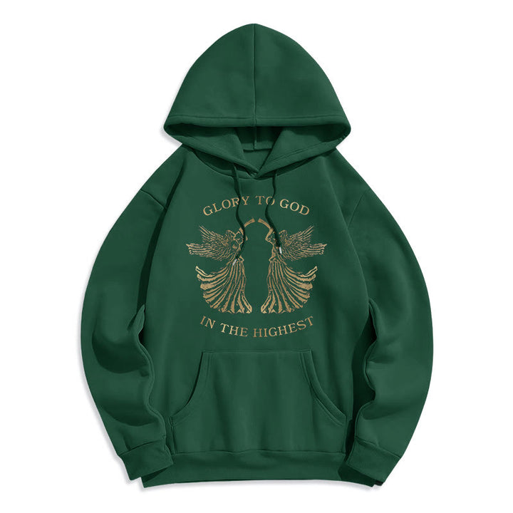 Christianartworkshop Felpa con cappuccio in poliestere foderata in pile con scritta "Gloria a Dio nell'alto dei cieli" in stile classico - Verde - 2XL - image 14