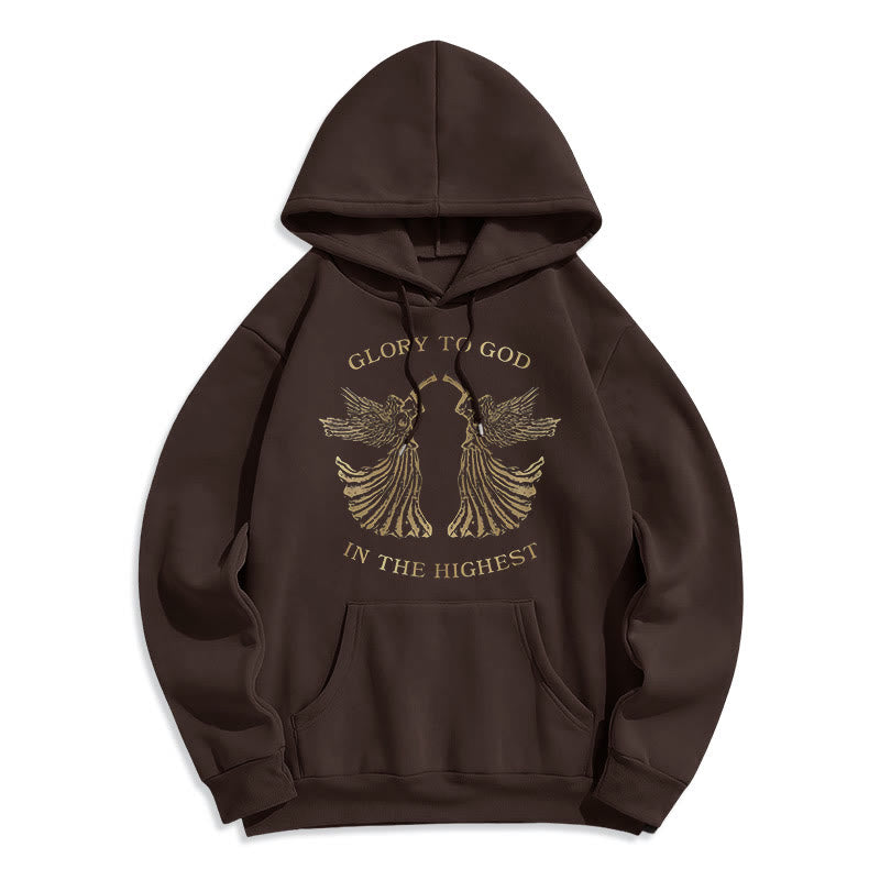 Christianartworkshop Felpa con cappuccio in poliestere foderata in pile con scritta "Gloria a Dio nell'alto dei cieli" in stile classico - Marrone - 2XL - image 12