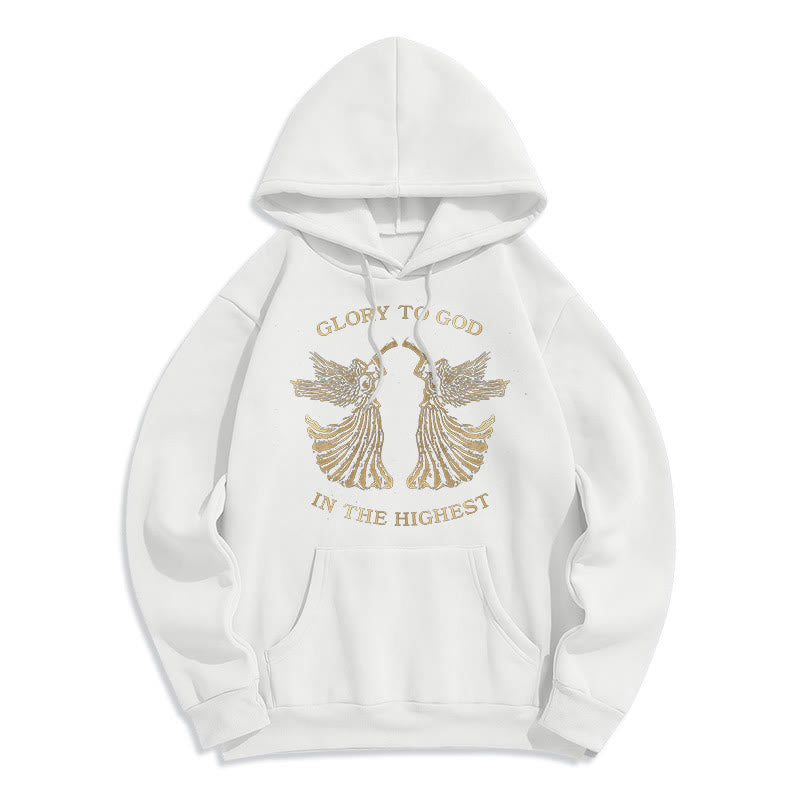 Christianartworkshop Felpa con cappuccio in poliestere foderata in pile con scritta "Gloria a Dio nell'alto dei cieli" in stile classico - Bianco - 2XL - image 8