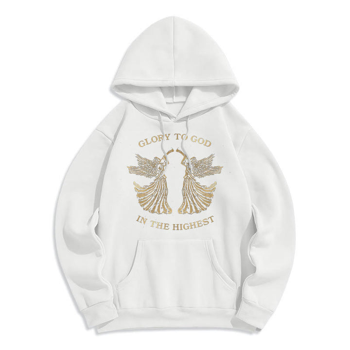 Christianartworkshop Felpa con cappuccio in poliestere foderata in pile con scritta "Gloria a Dio nell'alto dei cieli" in stile classico - Bianco - 2XL - image 8
